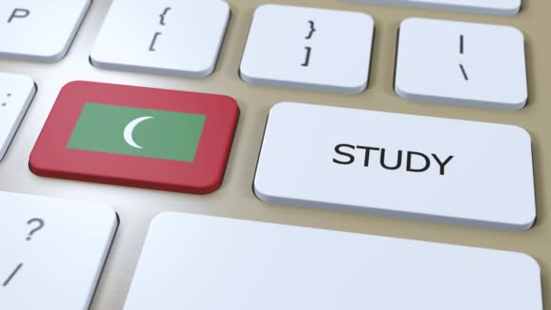 Maldivas Study Country Concept Bandera Texto Animación — Vídeos de Stock