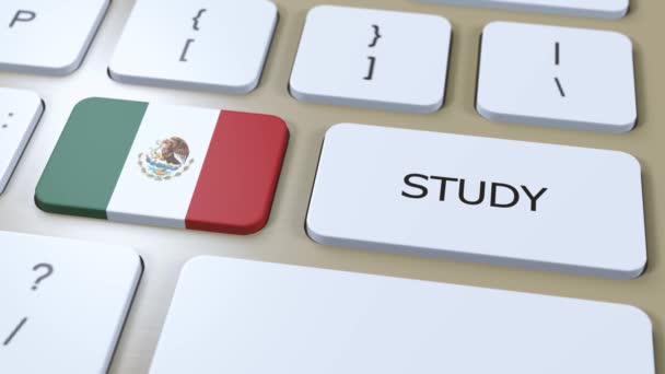 Messico Studiare Country Concept Bandiera Testo Animazione — Video Stock