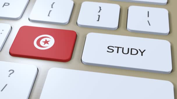 Тунисское Исследование Страновой Концепции Флаг Текстовая Анимация — стоковое видео