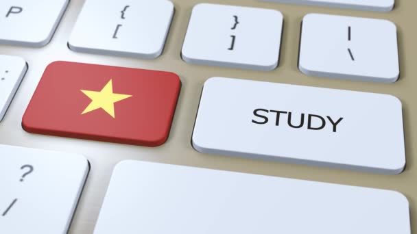 Badanie Wietnam Koncepcji Kraju Flaga Tekst Animacja — Wideo stockowe