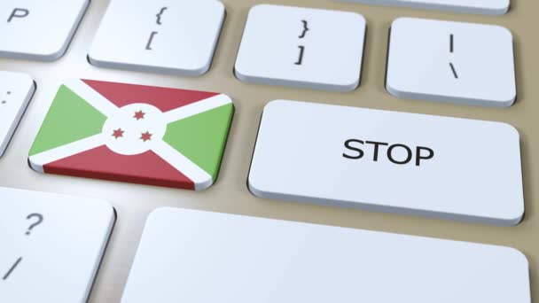 Burundi Country Flag Stop Button Animation — Stock Video
