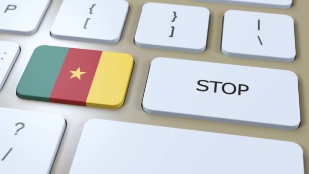 Animace Kamerun Country Flag Stop Button — Stock video