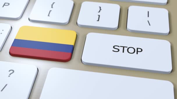 Флаг Колумбии Кнопка Остановки Анимации — стоковое видео