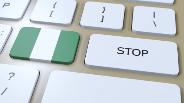 Nigeria Bandera Del País Botón Stop Animación — Vídeo de stock