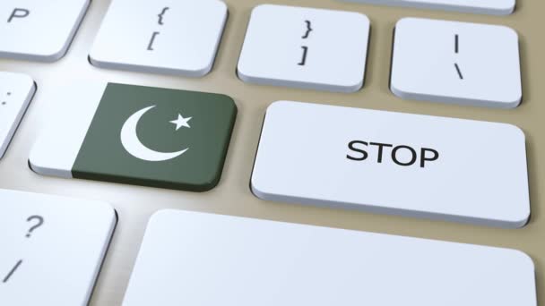 Pakistanische Flagge Und Stop Taste Animation — Stockvideo