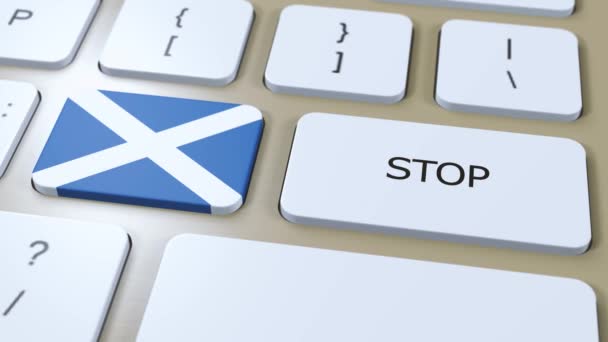 Schotland Land Vlag Stop Knop Animatie — Stockvideo