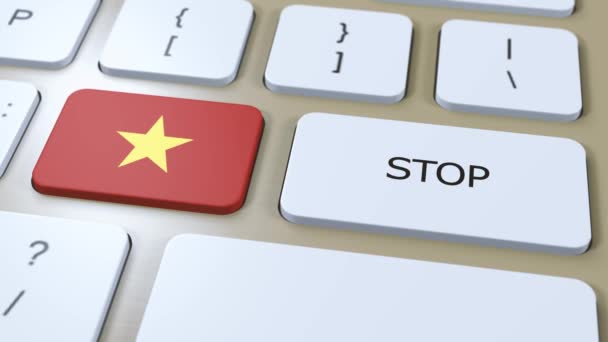 Wietnam Kraj Flaga Stop Przycisk Animacja — Wideo stockowe