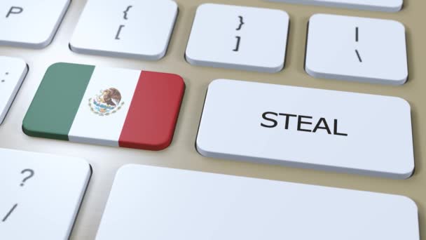 メキシコ国旗とボタン3Dアニメーションのテキストステーキ — ストック動画