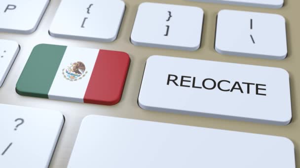 Messico Relocation Business Concept Animazione Paese Bandiera Con Testo Trasferire — Video Stock