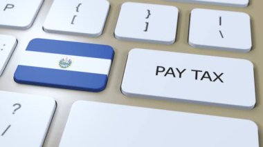 El Salvador Ülke Vergisi 3 boyutlu animasyon. Ulusal Bayrak.