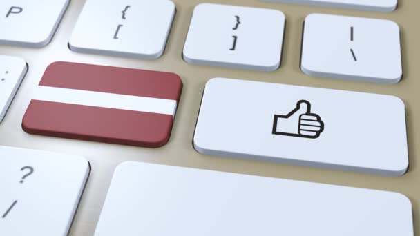 Latvia Flag Yes Thumbs Button Animation — Stock Video