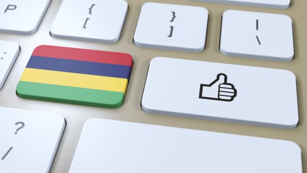 Mauritius Flag Yes Thumbs Button Animation — Stock Video