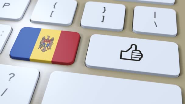 Moldova Flag Yes Thumbs Button Animation — Stock Video