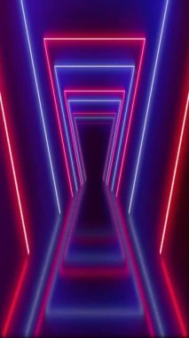 Neon Işıkları Kırmızı Mavi Arkaplan Canlandırmasını Örtüyor.