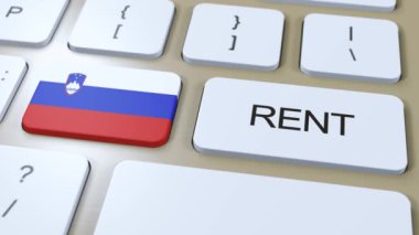 Slovenya Kira Konsepti. Üç boyutlu animasyon. Tuşlu Metin Kiralı Ülke Bayrağı.