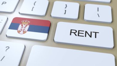 Sırbistan Kira Konsepti. Üç boyutlu animasyon. Tuşlu Metin Kiralı Ülke Bayrağı.