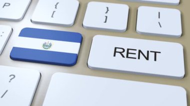 El Salvador Kira Konsepti. Üç boyutlu animasyon. Tuşlu Metin Kiralı Ülke Bayrağı.