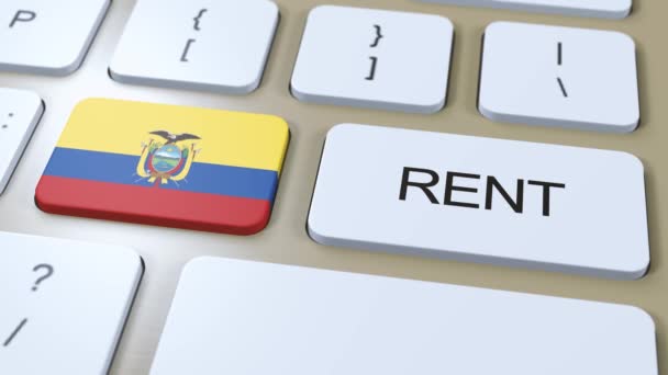 Ecuador Rent Concept Animation Länderfahne Mit Text Auf Knopf — Stockvideo