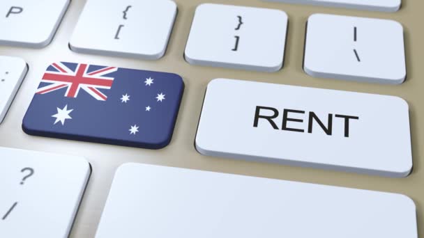Australia Rent Concept Animación Bandera Del País Con Texto Alquiler — Vídeos de Stock