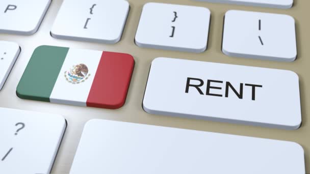 Mexico Rent Concept Animazione Bandiera Paese Con Testo Affitto Sul — Video Stock