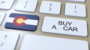 Colorado Eyaleti Bayrağı ve Bir Araba Düğmesi Almak.