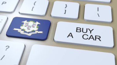 Connecticut Eyaleti Bayrağı Bir Araba Düğmesi Al.