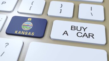 Kansas Eyaleti Bayrağı Bir Araba Düğmesi Al.