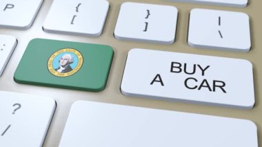 Araba Düğmesi Almak İçin Washington Eyaleti Bayrağı.