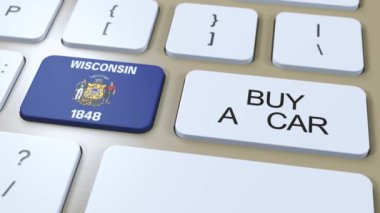 Wisconsin Eyaleti Bayrağı Araba Düğmesi Satın Al.