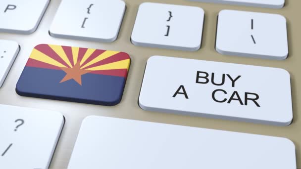 Flaga Stanu Arizona Kup Przycisk Samochodu — Wideo stockowe