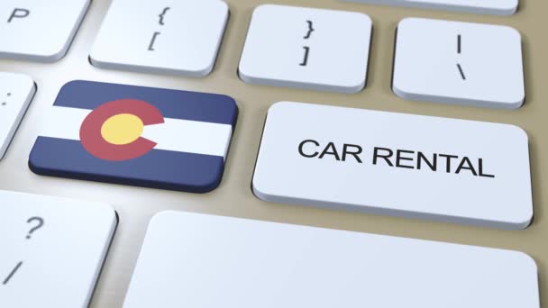 Прапор Штату Колорадо Кнопкою Прокату Автомобілів — стокове відео