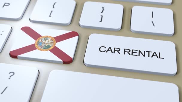 Прапор Штату Флорида Кнопкою Прокату Автомобілів — стокове відео