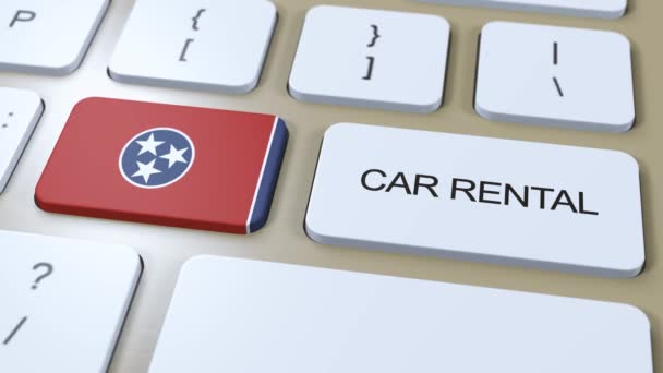 Tennessee State Flag Car Rental Text Button — Stock Video