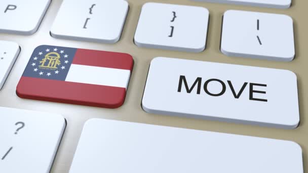 Georgia State Flag Move Text Button — Stock Video