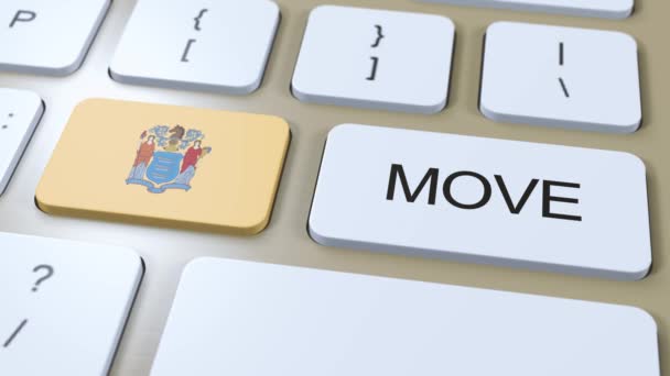 Σημαία Πολιτεία New Jersey Κουμπί Μετακίνηση Κειμένου — Αρχείο Βίντεο