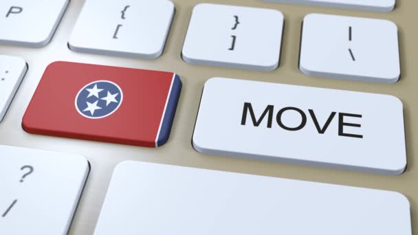 Bandera Del Estado Tennessee Con Botón Mover Texto — Vídeo de stock
