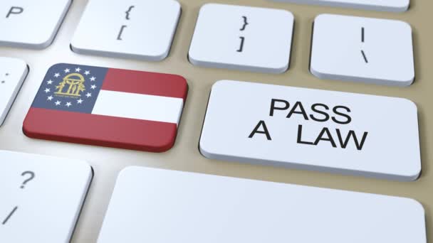 Georgia State Flag Pass Law Text Button Animacja — Wideo stockowe
