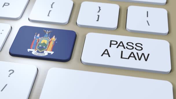 Bandera Del Estado Nueva York Aprobar Texto Ley Sobre Animación — Vídeos de Stock