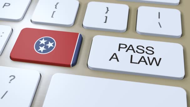 Tennessee State Flag Pass Law Text Button Animation — Stock video