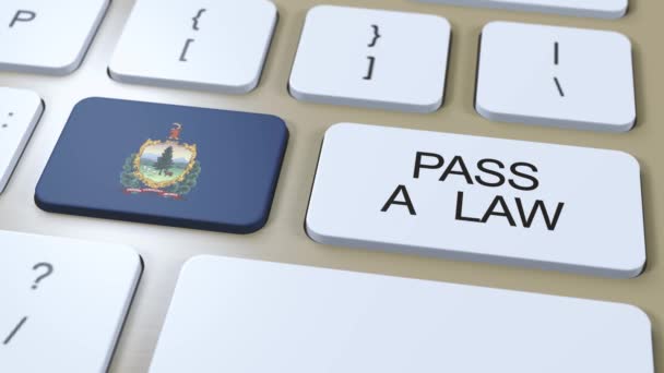 Vermont State Flag Aprobar Texto Ley Sobre Animación Botón — Vídeos de Stock