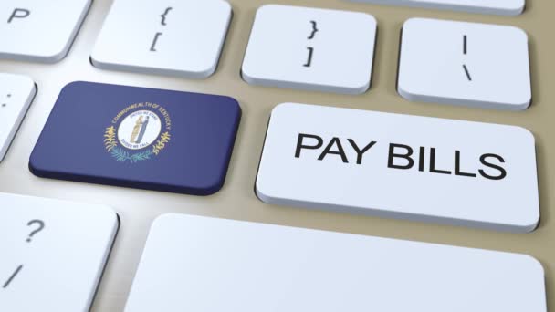 Kentucky State Flag Pay Bills Teks Pada Animasi Button — Stok Video