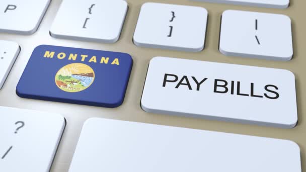 Montana State Bandera Pagar Las Facturas Texto Botón Animación — Vídeos de Stock