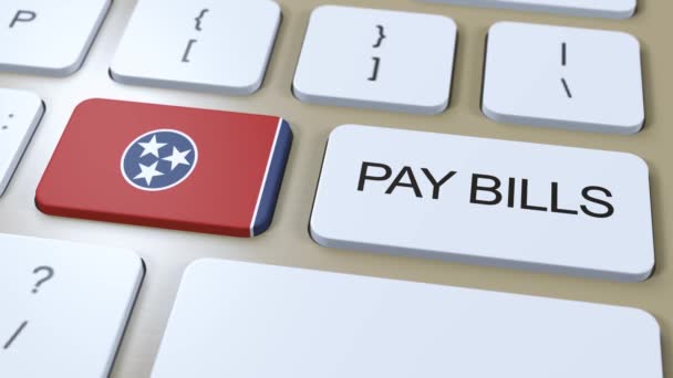 Tennessee State Flag Pay Bills Text Button Animation — Stock video