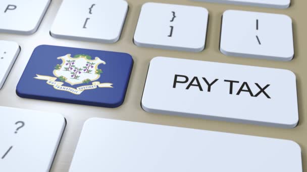 Connecticut State Pay Tax Animatie Vlag Van Staat — Stockvideo