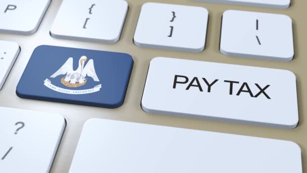 Louisiana State Pay Tax Animazione Bandiera Stato — Video Stock