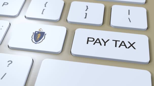 Massachusetts State Pay Tax Animation Státní Vlajka — Stock video