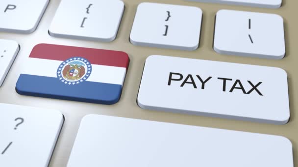 Missouri State Pay Tax Animación Bandera Estado — Vídeo de stock