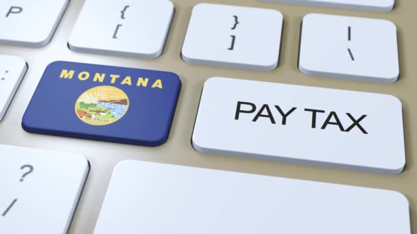 Montana State Pay Tax Animación Bandera Estado — Vídeos de Stock