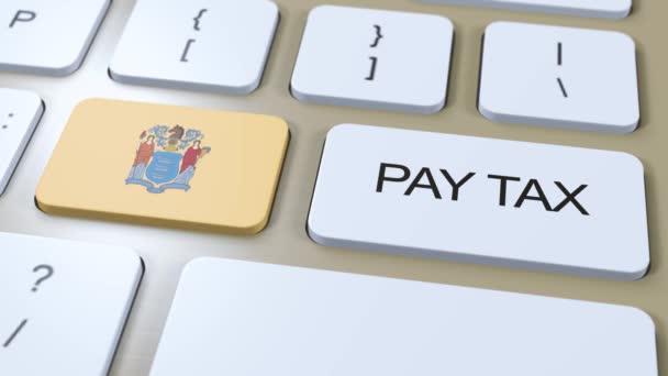 New Jersey State Pay Tax Animation Σημαία Του Κράτους — Αρχείο Βίντεο