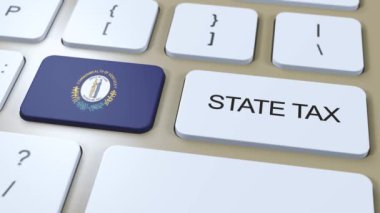 Bayraklı Kentucky Eyalet Vergisi. Düğme ve Metin Canlandırması.